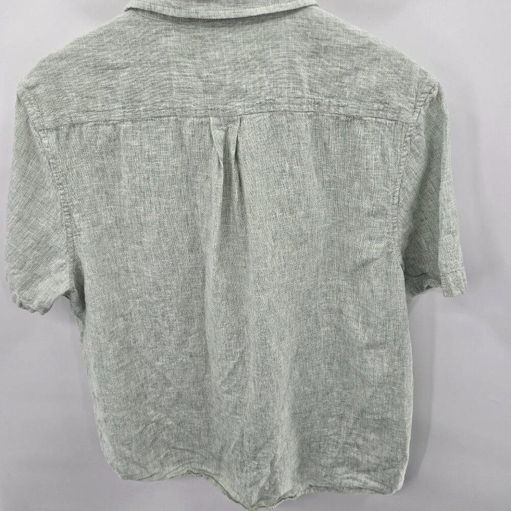 14th and Union Light Green Linen/Cotton Short Sleeved Button Down Large - Picture 2 of 10